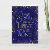 Gold Text Night Belated Birthday Aunt カード (正面)