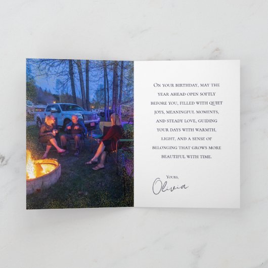 Gold Text Night Belated Birthday Brother カード (内部)