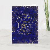 Gold Text Night Sky Belated Birthday Son-In-Law カード (正面)