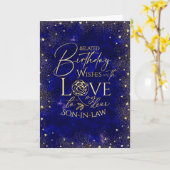Gold Text Night Sky Belated Birthday Son-In-Law カード (黄色い花)