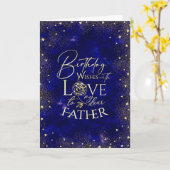 Gold Text Night Sky Birthday Father Photo カード (黄色い花)