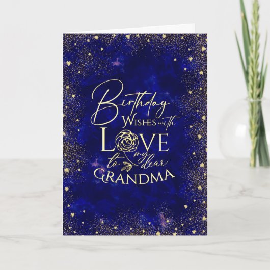 Gold Text Night Sky Birthday Grandma Photo カード (正面)