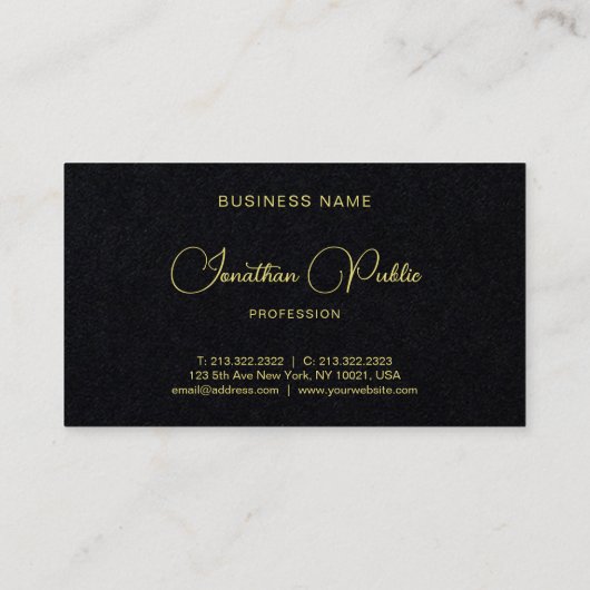 Gold Text Typography Name Luxury Premium Thick 名刺 (裏面)