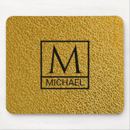 Gold Texture Mouse Pad with Initial & Name マウスパッド