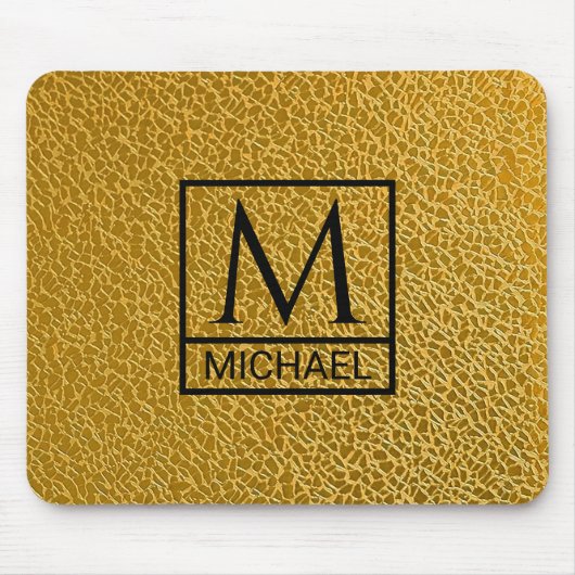 Gold Texture Mouse Pad with Initial & Name マウスパッド (正面)