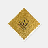 Gold Texture Napkins with Initial & Name スタンダードカクテルナプキン (角)