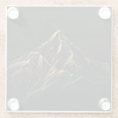 Gold textured abstract mountain lineart ガラスコースター (裏面)