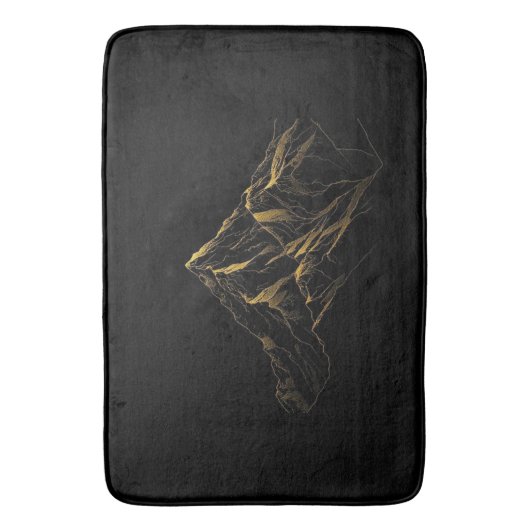 Gold textured abstract mountain lineart バスマット (正面縦)