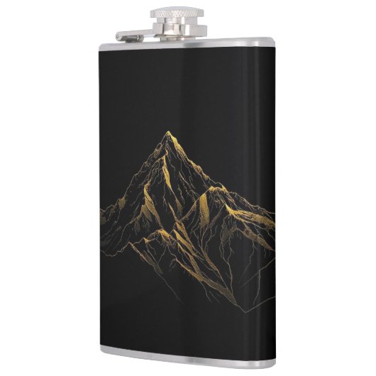Gold textured abstract mountain lineart フラスク (左)
