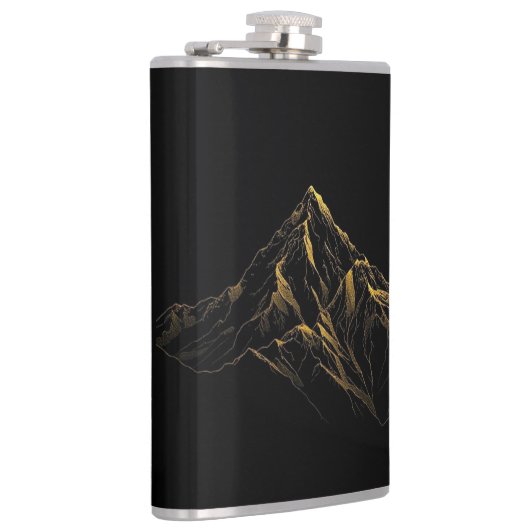 Gold textured abstract mountain lineart フラスク (右)