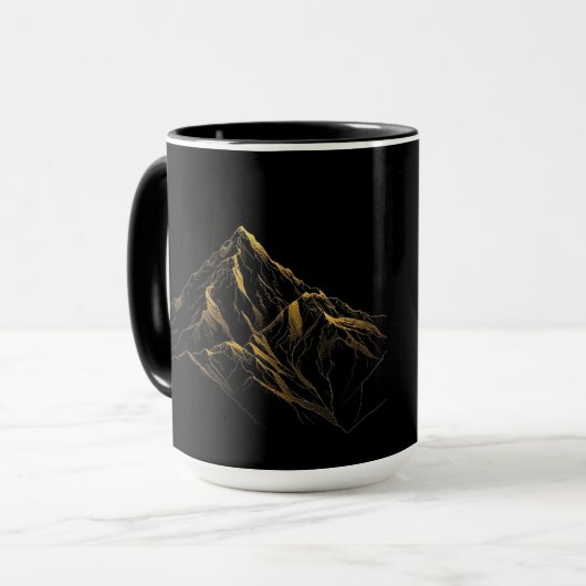 Gold textured abstract mountain lineart マグカップ (正面左)