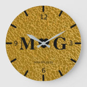 Gold Textured Monogram Wall Clock for Love ラージ壁時計 (正面)