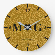 Gold Textured Monogram Wall Clock for Love