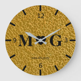 Gold Textured Monogram Wall Clock for Love ラージ壁時計