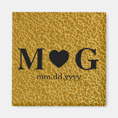Gold Textured Monogram with Heart Magnet for Love マグネット (正面)