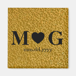 Gold Textured Monogram with Heart Magnet for Love マグネット