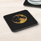 Gold textured moon on dark black コースター (左側)