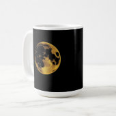 Gold textured moon on dark black コーヒーマグカップ (正面左)