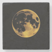 Gold textured moon on dark black ストーンコースター (正面)