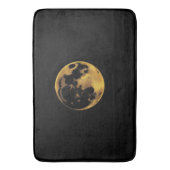 Gold textured moon on dark black バスマット (正面縦)