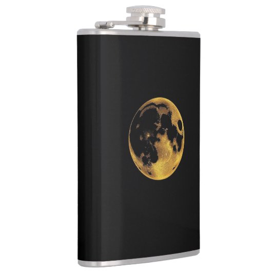 Gold textured moon on dark black フラスク (右)