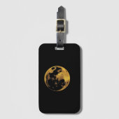 Gold textured moon on dark black ラゲッジタグ (正面縦)
