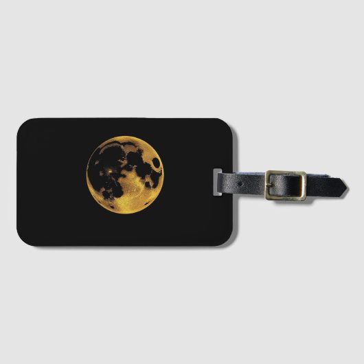 Gold textured moon on dark black ラゲッジタグ (正面横)