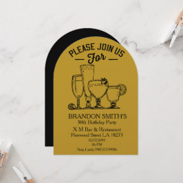 Gold Theme Adult Birthday   招待状