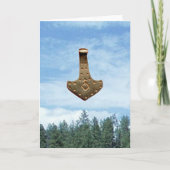 Gold Thor Hammer trees greeting card カード (正面)