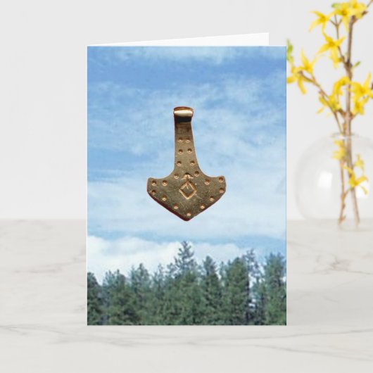 Gold Thor Hammer trees greeting card カード (黄色い花)