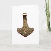 Gold Thor Hammer white greeting card カード (正面)