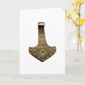 Gold Thor Hammer white greeting card カード (黄色い花)
