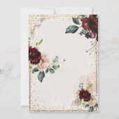 Gold Tiara,Burgundy Flowers  35th Birthday 招待状 (裏面)