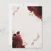 Gold Tiara,Burgundy Flowers Diamonds Quinceañera  招待状 (裏面)