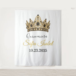 Gold Tiara Custom Quinceañera Tapestry タペストリー