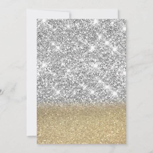 Gold Tiara Silver Gold Glitter Bokeh Sweet 16 招待状 (裏面)