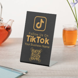 Gold TikTok Follow Us QR Code Business Name 台座サイン