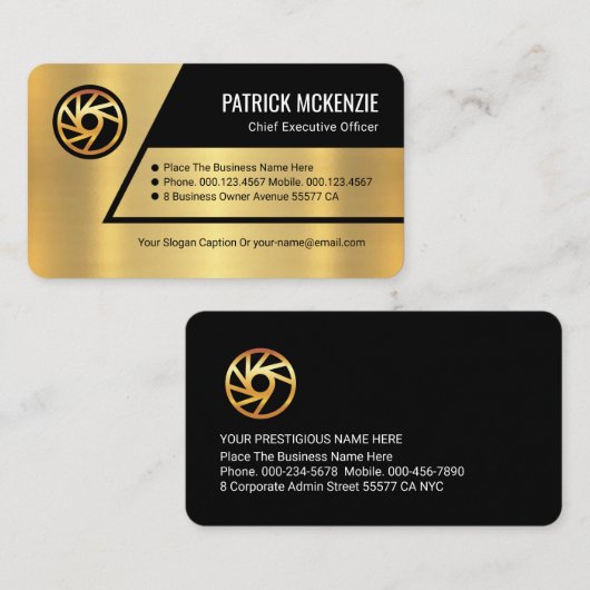 Gold Trapezium Layers Business Owner 名刺 (正面/裏面)