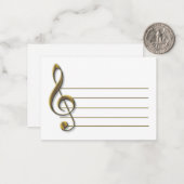 Gold Treble Clef Blank Notecard ノートカード (正面/裏面インサイチュ)