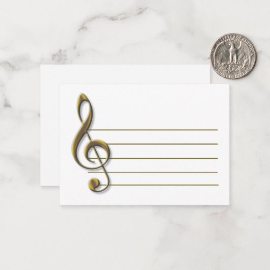 Gold Treble Clef Blank Notecard ノートカード (正面/裏面インサイチュ)