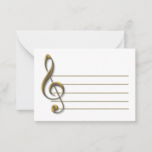 Gold Treble Clef Blank Notecard ノートカード (正面)