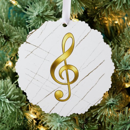Gold Treble Clef Marble Home Decor オーナメントカード (インサイチュ (木))