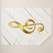 Gold Treble Clef Marble Home Decor シェルパブランケット (正面(横))