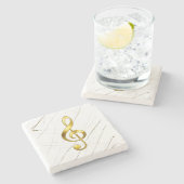 Gold Treble Clef Marble Home Decor ストーンコースター (横)