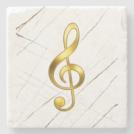 Gold Treble Clef Marble Home Decor ストーンコースター (正面)
