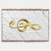 Gold Treble Clef Marble Home Decor スローブランケット (正面)