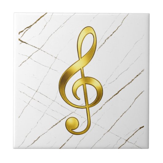 Gold Treble Clef Marble Home Decor タイル (正面)