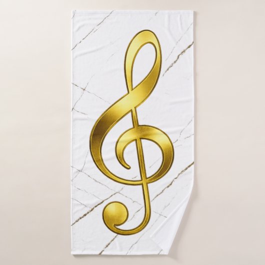 Gold Treble Clef Marble Home Decor バスタオル (バスタオル)