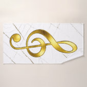 Gold Treble Clef Marble Home Decor バスタオル (バスタオル)