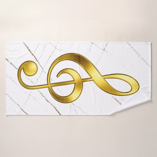 Gold Treble Clef Marble Home Decor バスタオル (バスタオル)